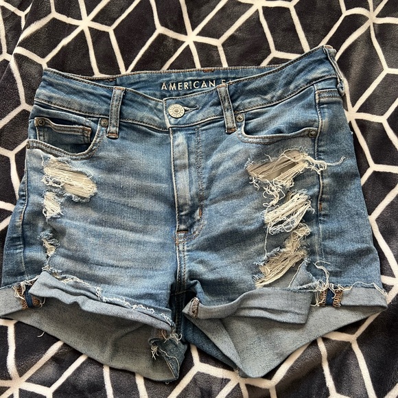 American Eagle Outfitters Pants - Cute ripped American Eagle Jean shorts light blue size 8